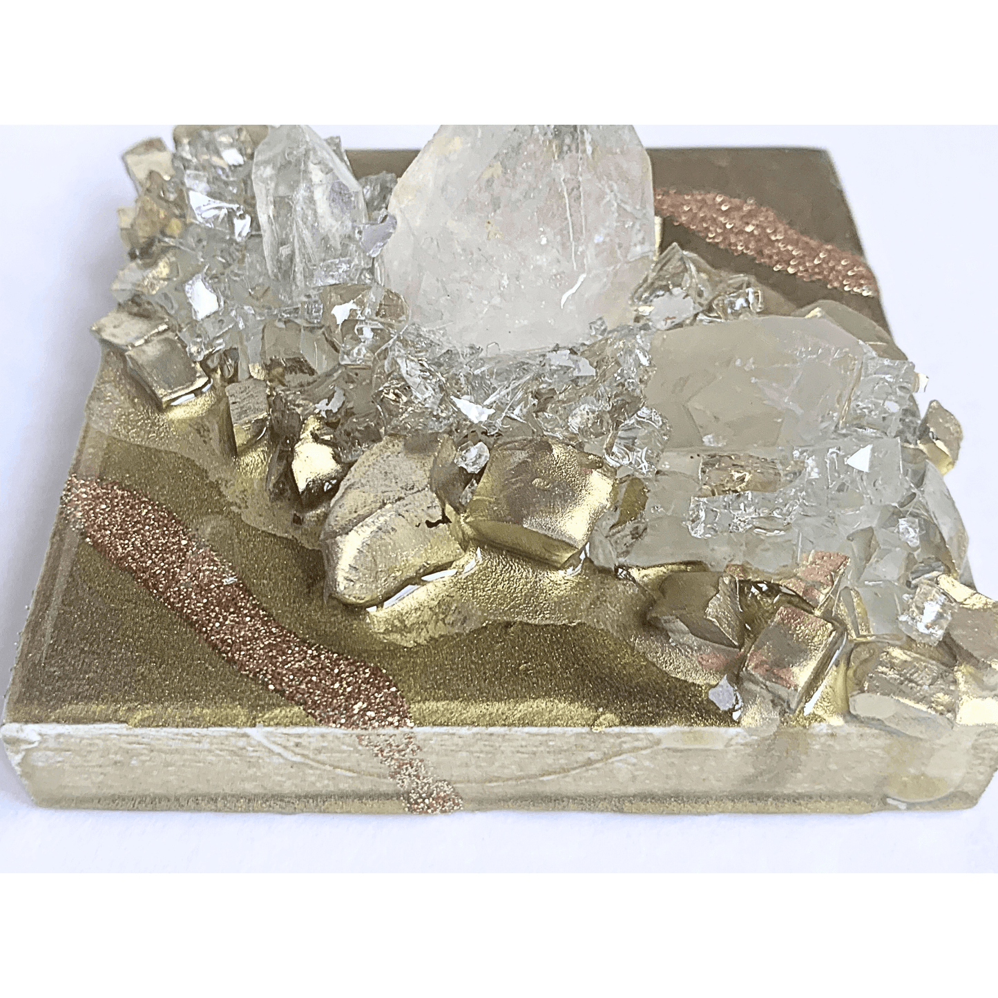 Mini Gold Crystal Quartz Geode Resin Art