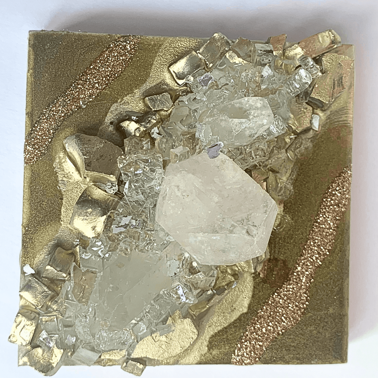 Mini Gold Crystal Quartz Geode Resin Art