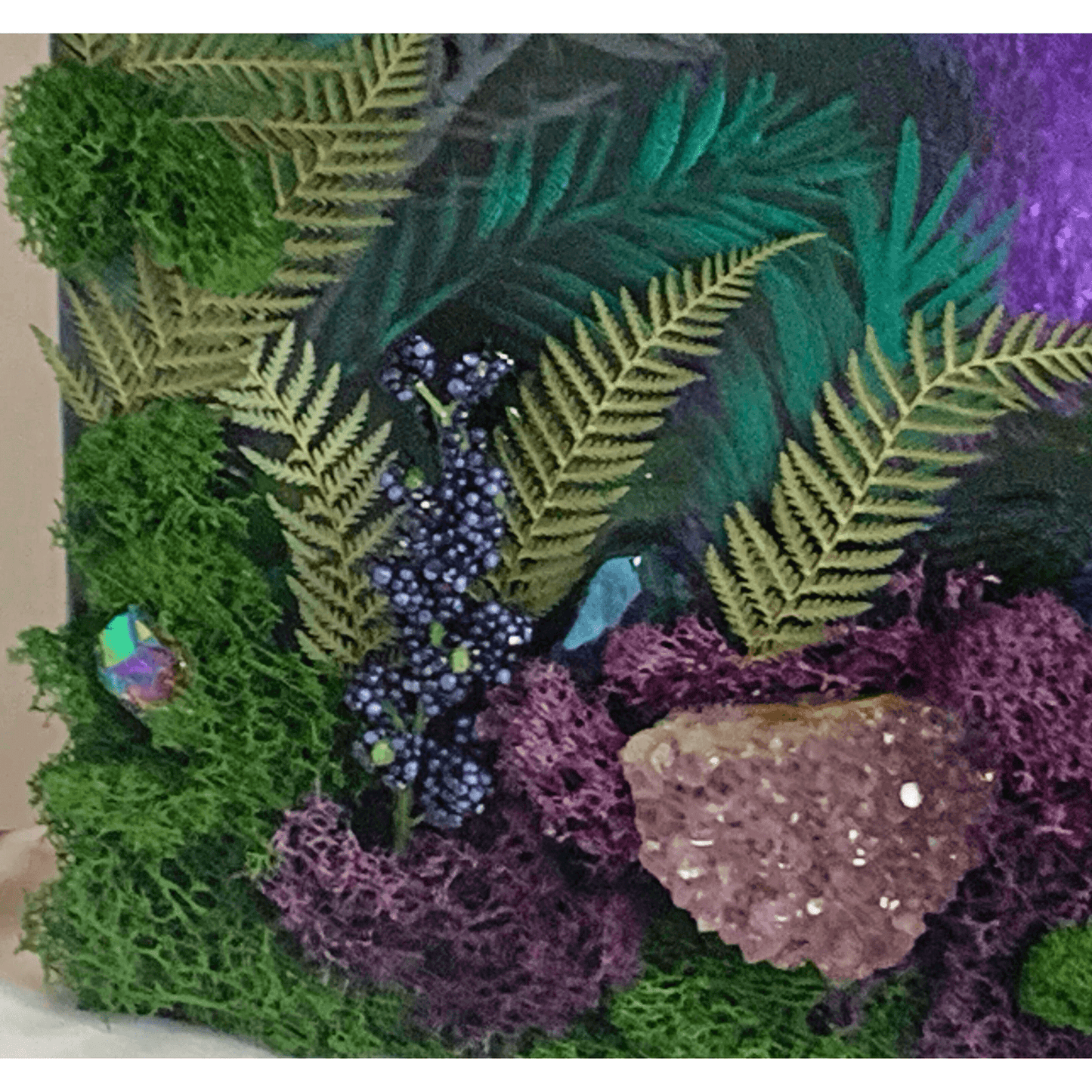 UNICORN MAGIC- Modern Mixed Media Textured Art with Real Crystals & Moss