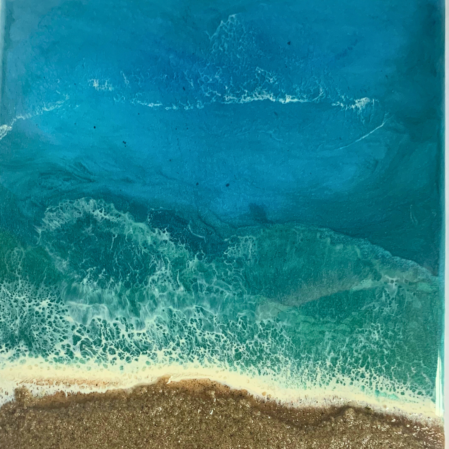 "SURFS UP" Modern Resin Ocean Art with Real Sand