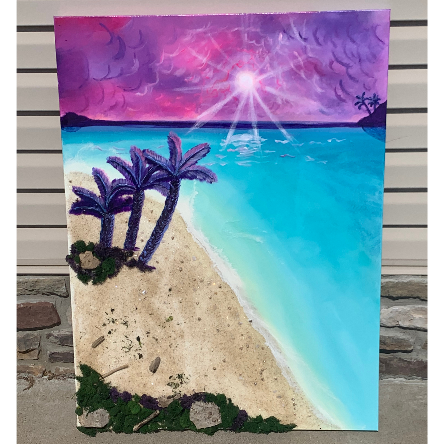 "SUNSET AT SEA" Modern Resin Art Ocean Textured Art