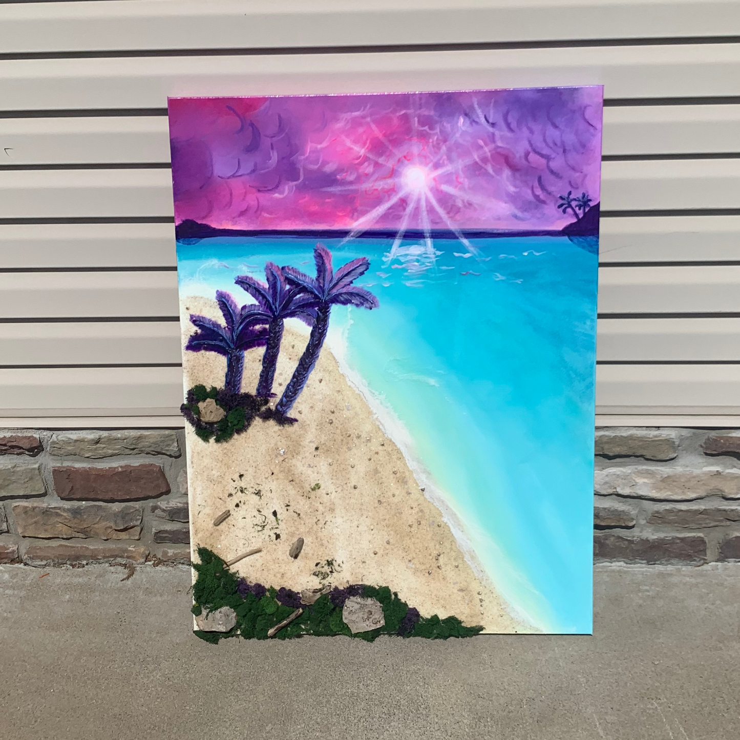 "SUNSET AT SEA" Modern Resin Art Ocean Textured Art