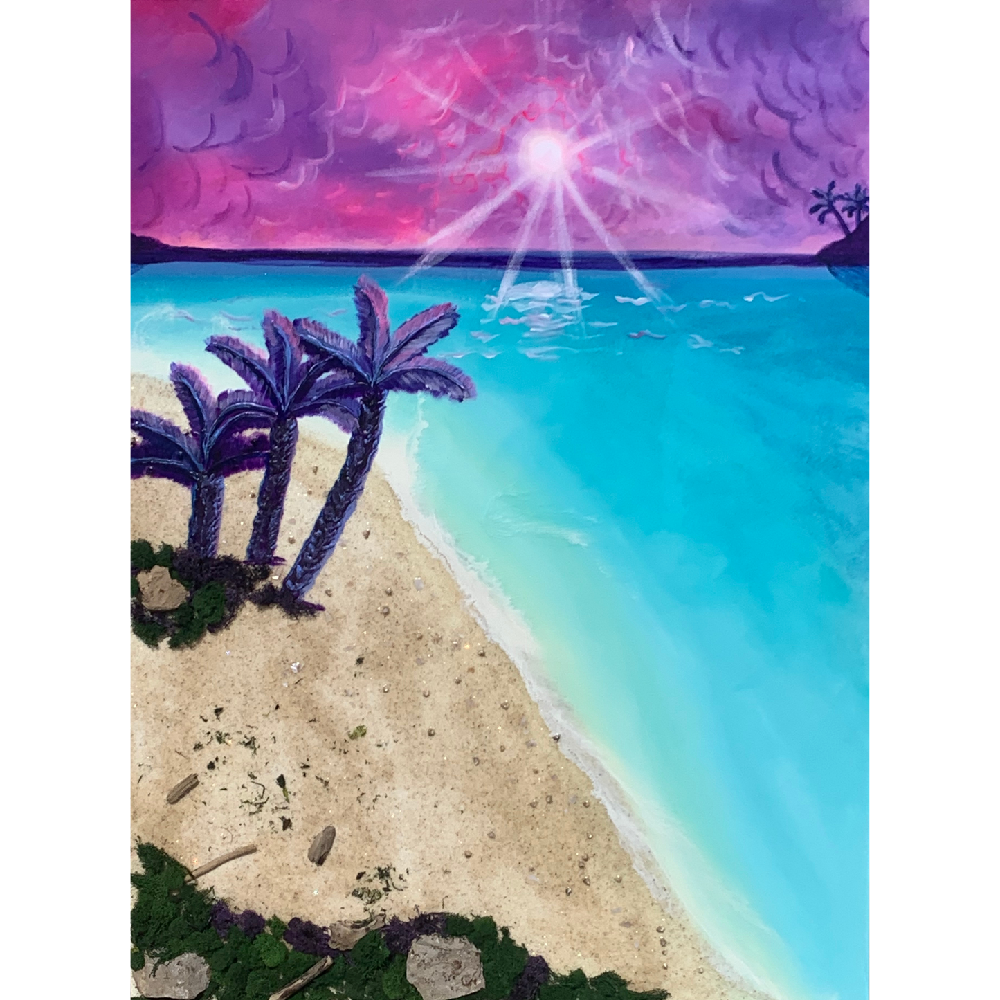 "SUNSET AT SEA" Modern Resin Art Ocean Textured Art