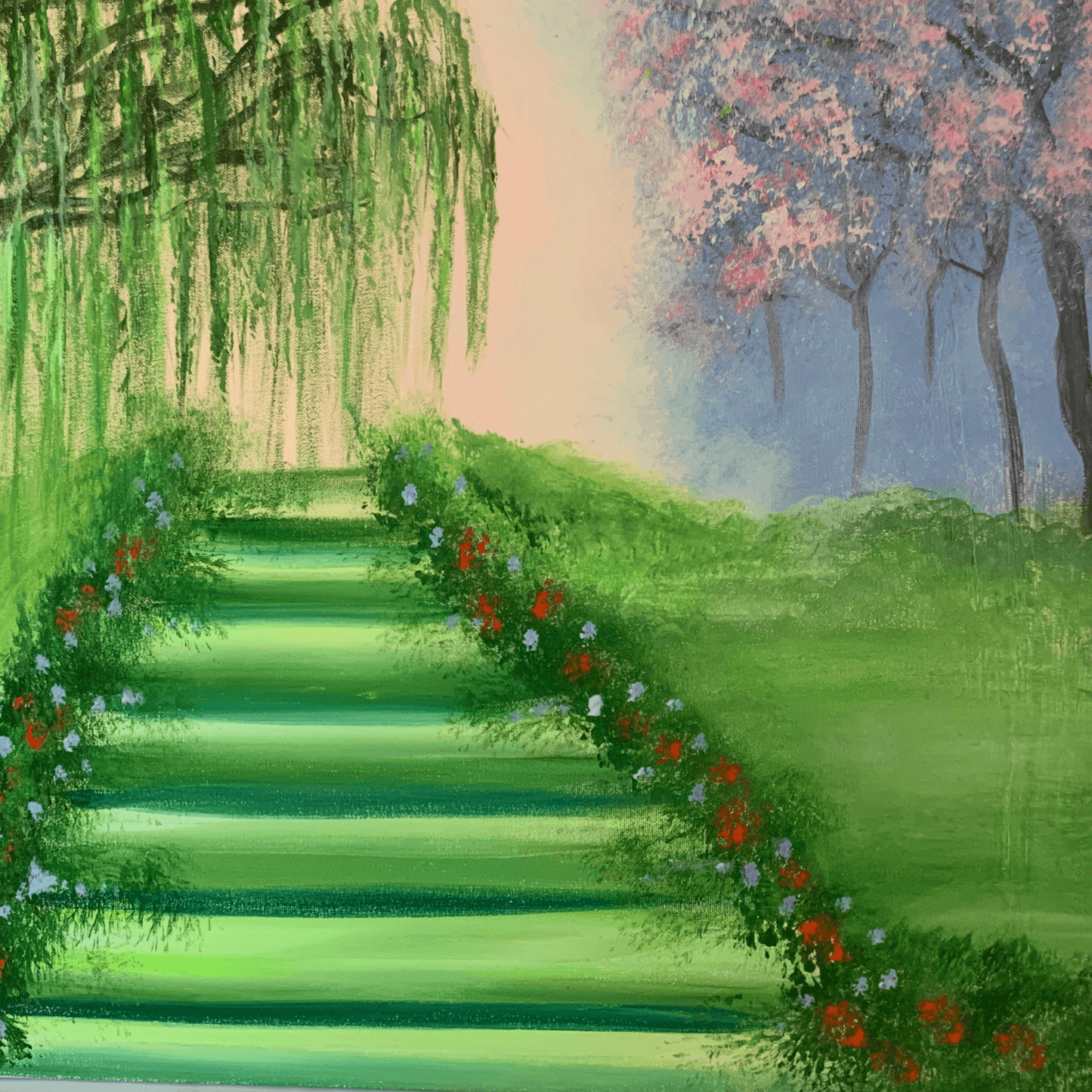 UNDER THE WILLOW TREE- Nature Art With Acrylics on 24x36 inch Canvas