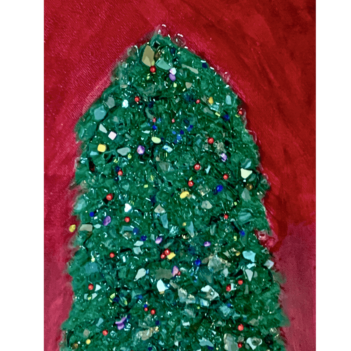 RED & GREEN TRADITIONAL CHRISTMAS TREE Mixed Media Modern Art