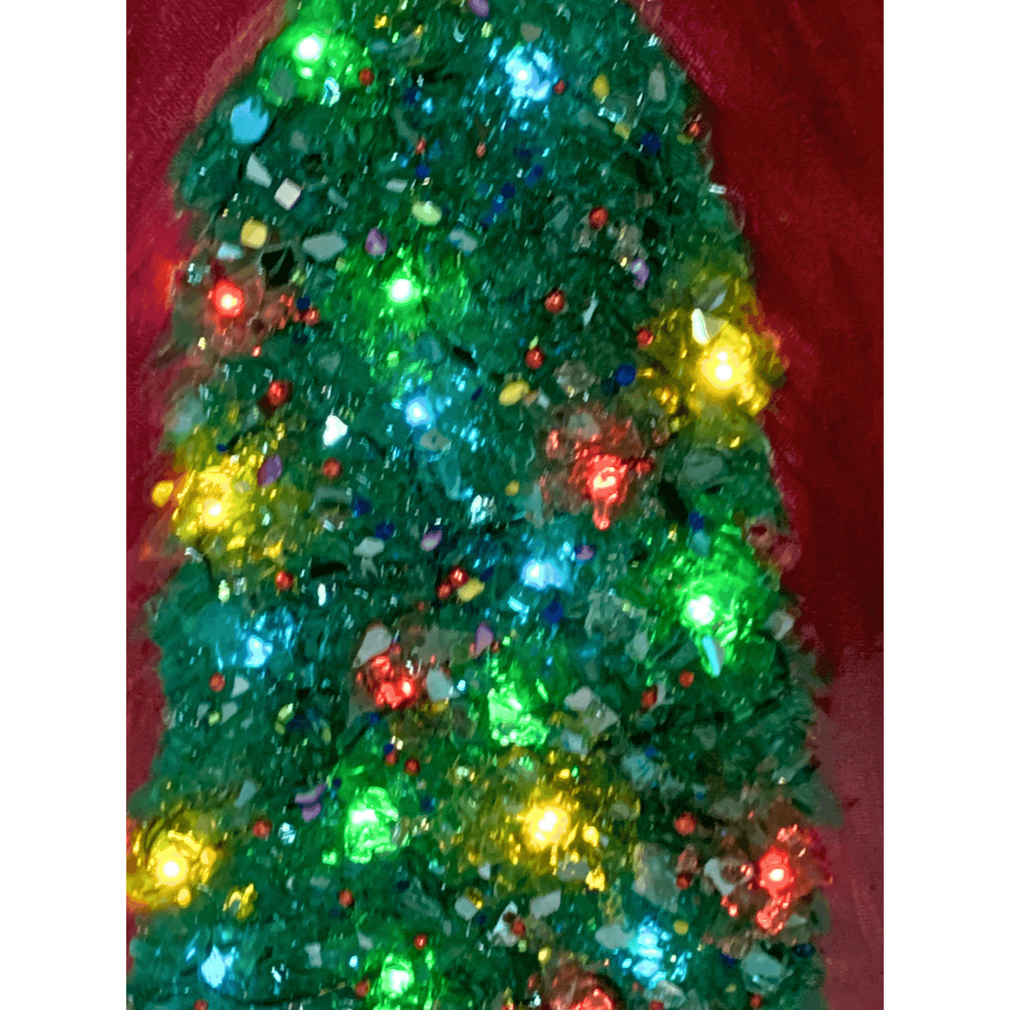 RED & GREEN TRADITIONAL CHRISTMAS TREE Mixed Media Modern Art