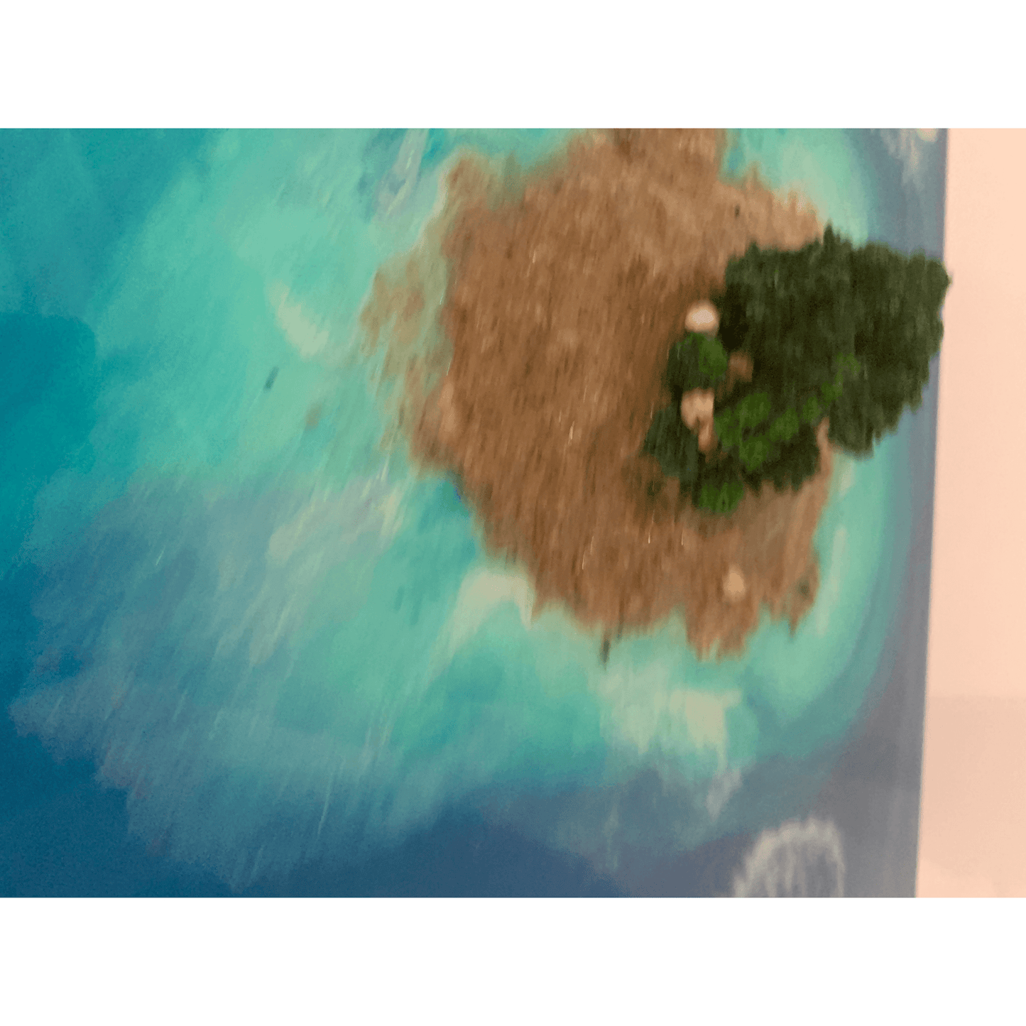 "PRIVATE ISLAND" Modern Resin Art Beach Scene with Island Paradise