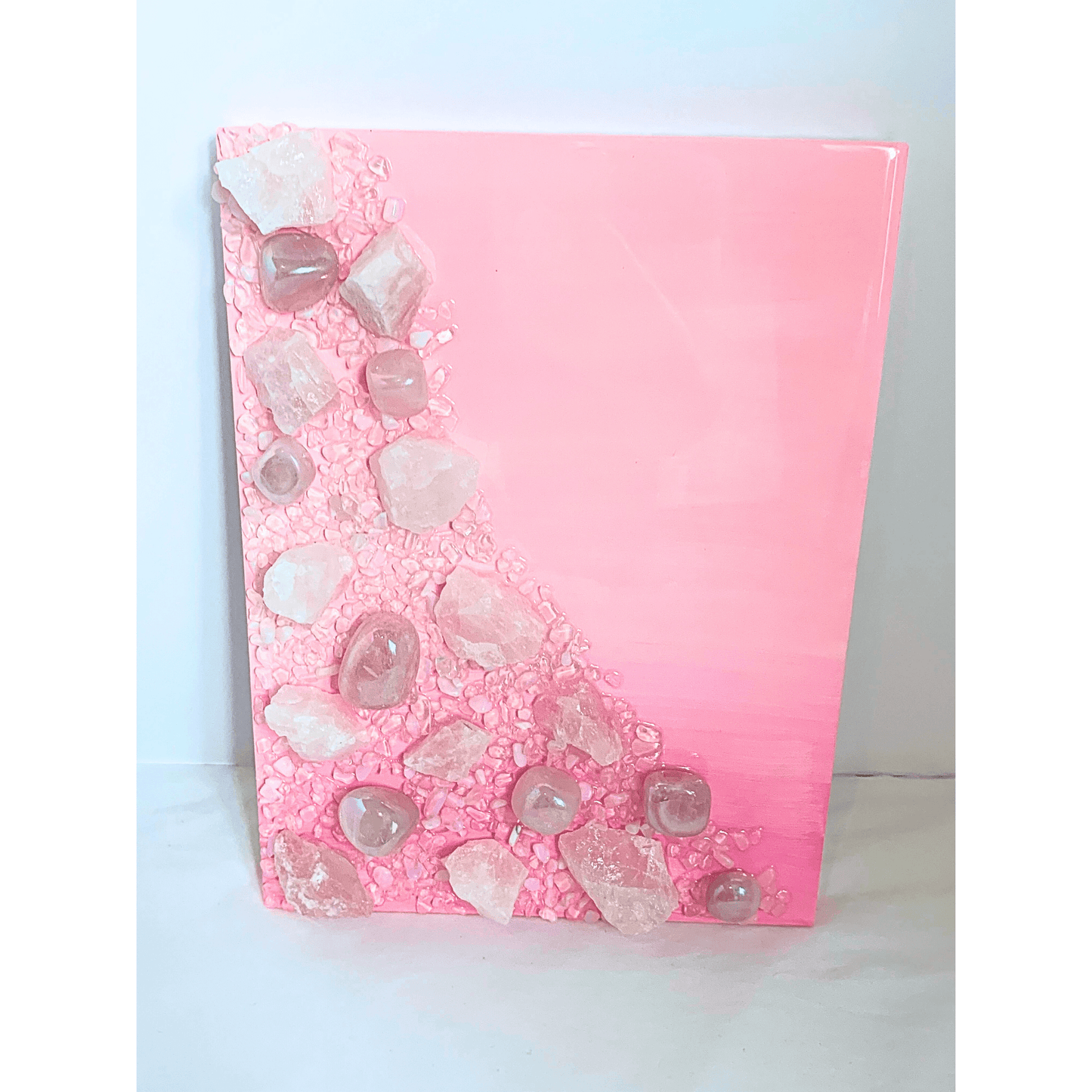 Pretty in Pink Crystal Art with Aura Quartz, Pink/Strawberry Quartz, Opal Gems & More