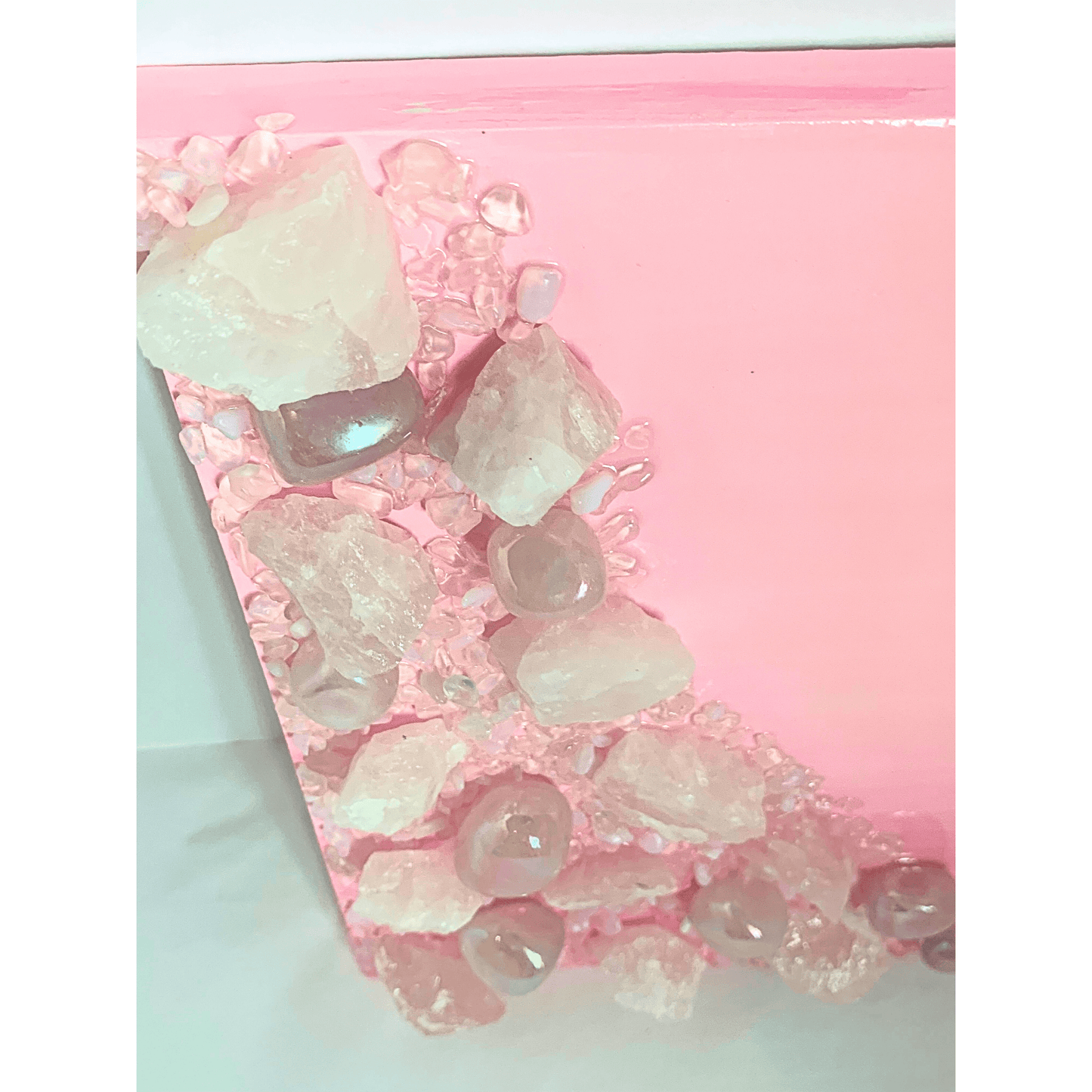Pretty in Pink Crystal Art with Aura Quartz, Pink/Strawberry Quartz, Opal Gems & More