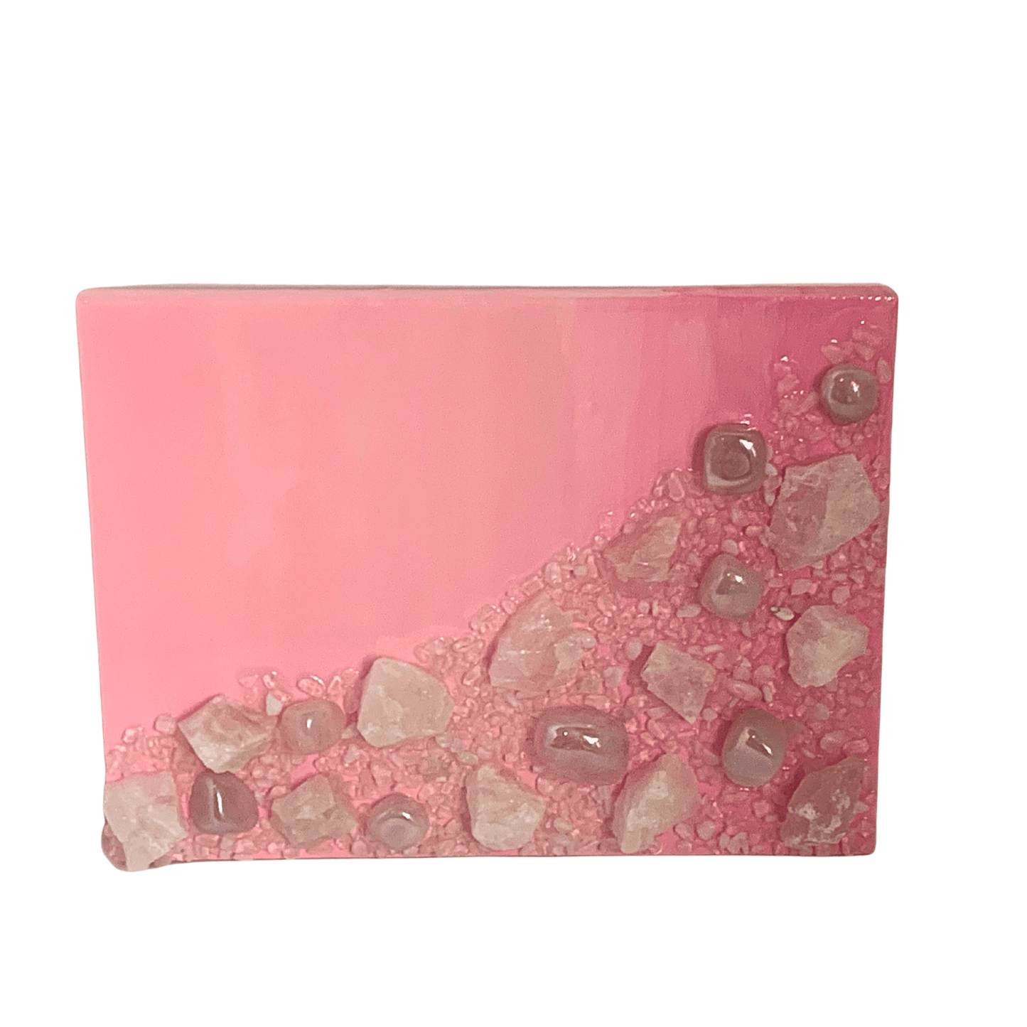 Pretty in Pink Crystal Art with Aura Quartz, Pink/Strawberry Quartz, Opal Gems & More