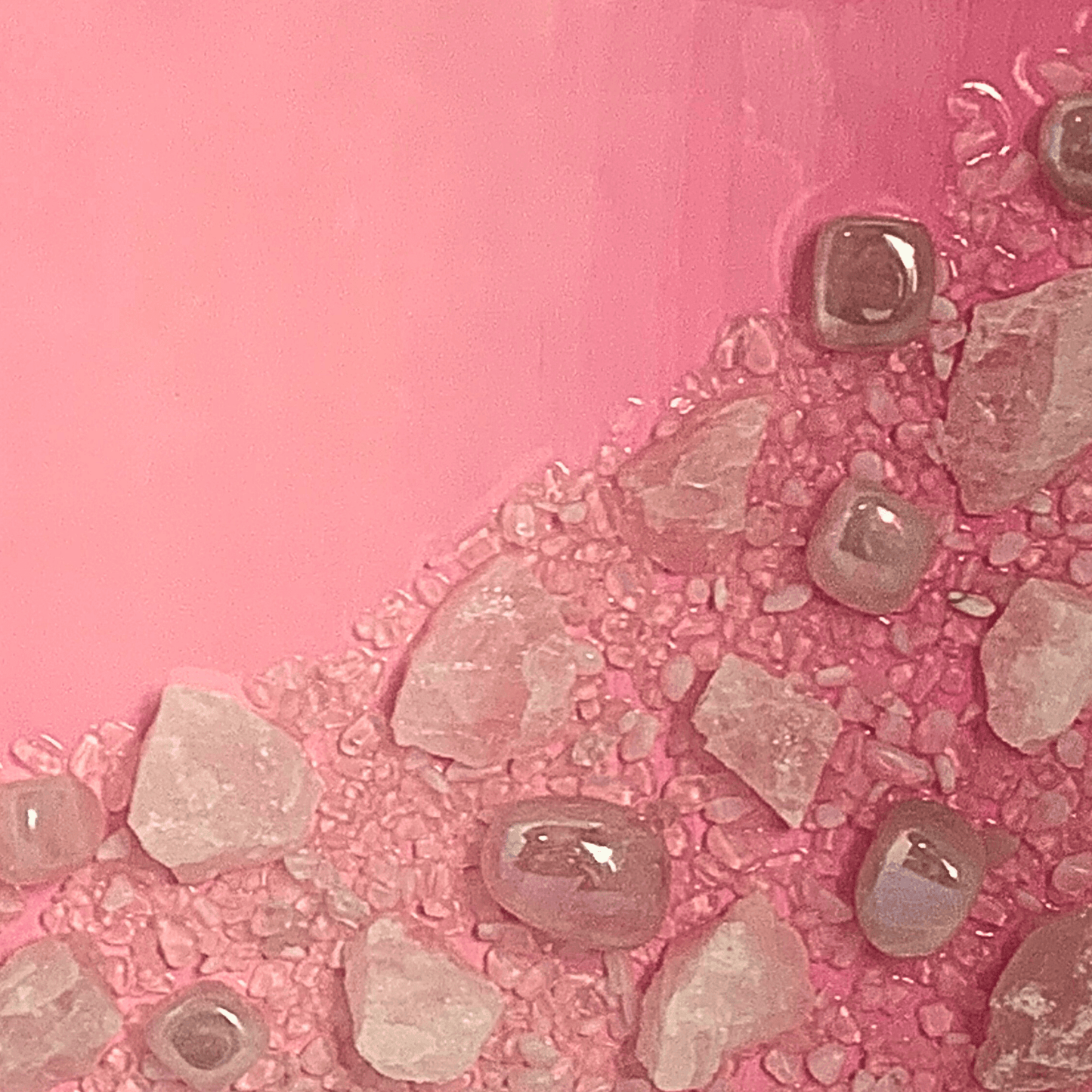 Pretty in Pink Crystal Art with Aura Quartz, Pink/Strawberry Quartz, Opal Gems & More