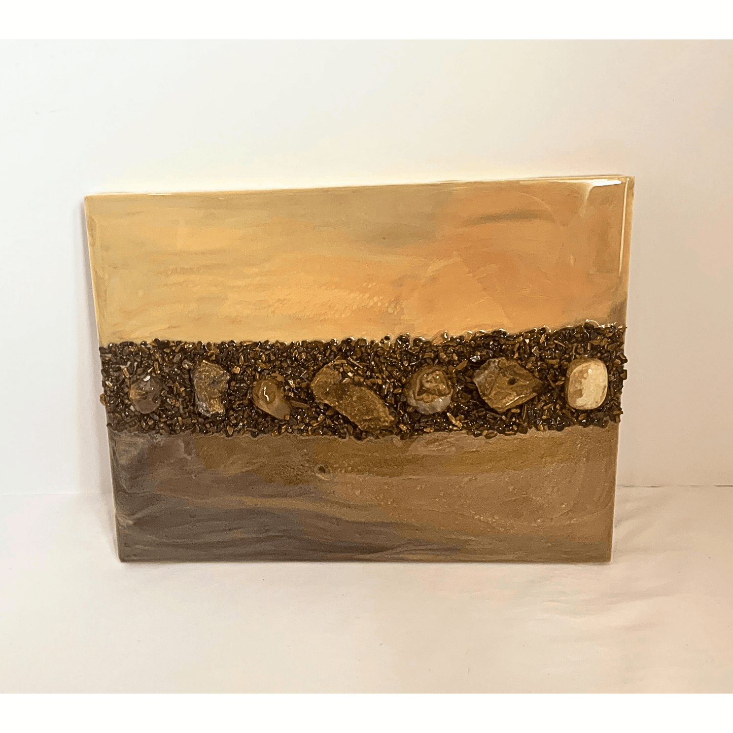 Eye of the Tiger Modern Resin Art with Tigers Eye Crystals