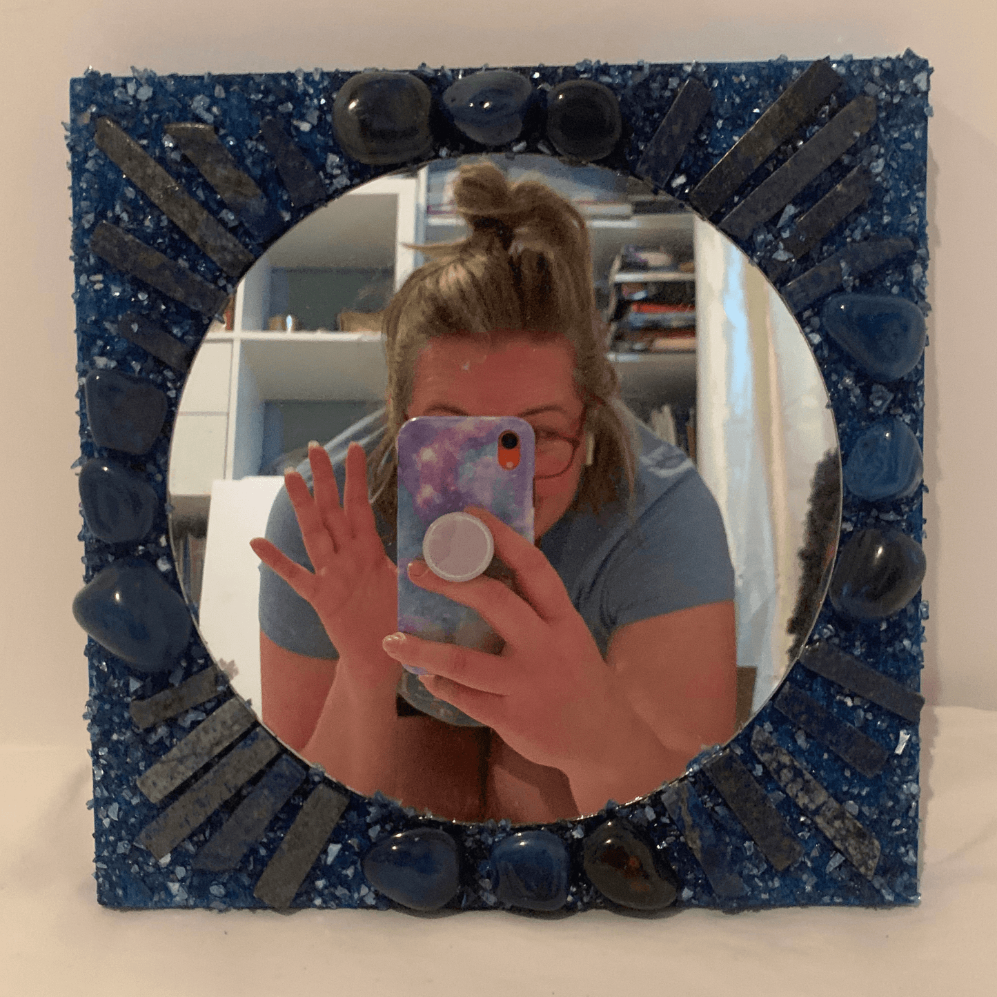 "I AM CONFIDENT" Lapiz Lazuli Crystal Mirror Navy Blue Color