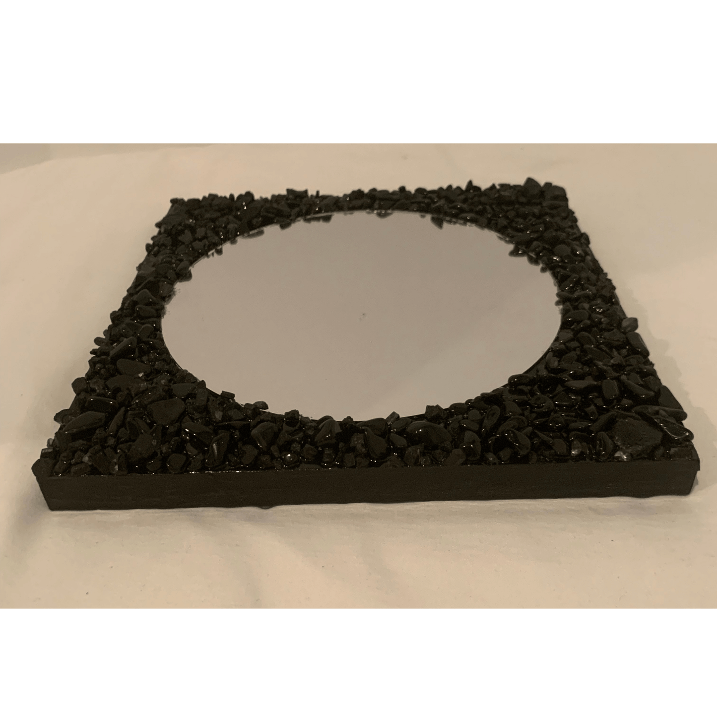 "I AM PROTECTED" Black Tourmaline, Obsidian, and Shungite Crystal Mirror