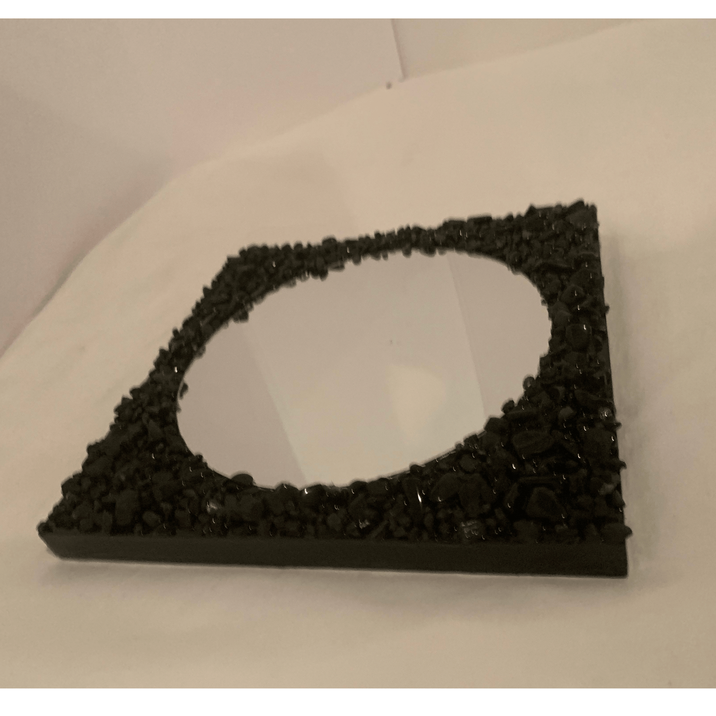 "I AM PROTECTED" Black Tourmaline, Obsidian, and Shungite Crystal Mirror