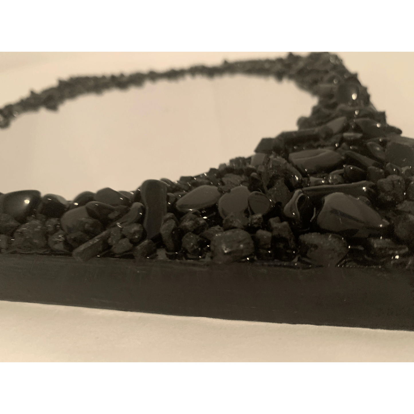 "I AM PROTECTED" Black Tourmaline, Obsidian, and Shungite Crystal Mirror
