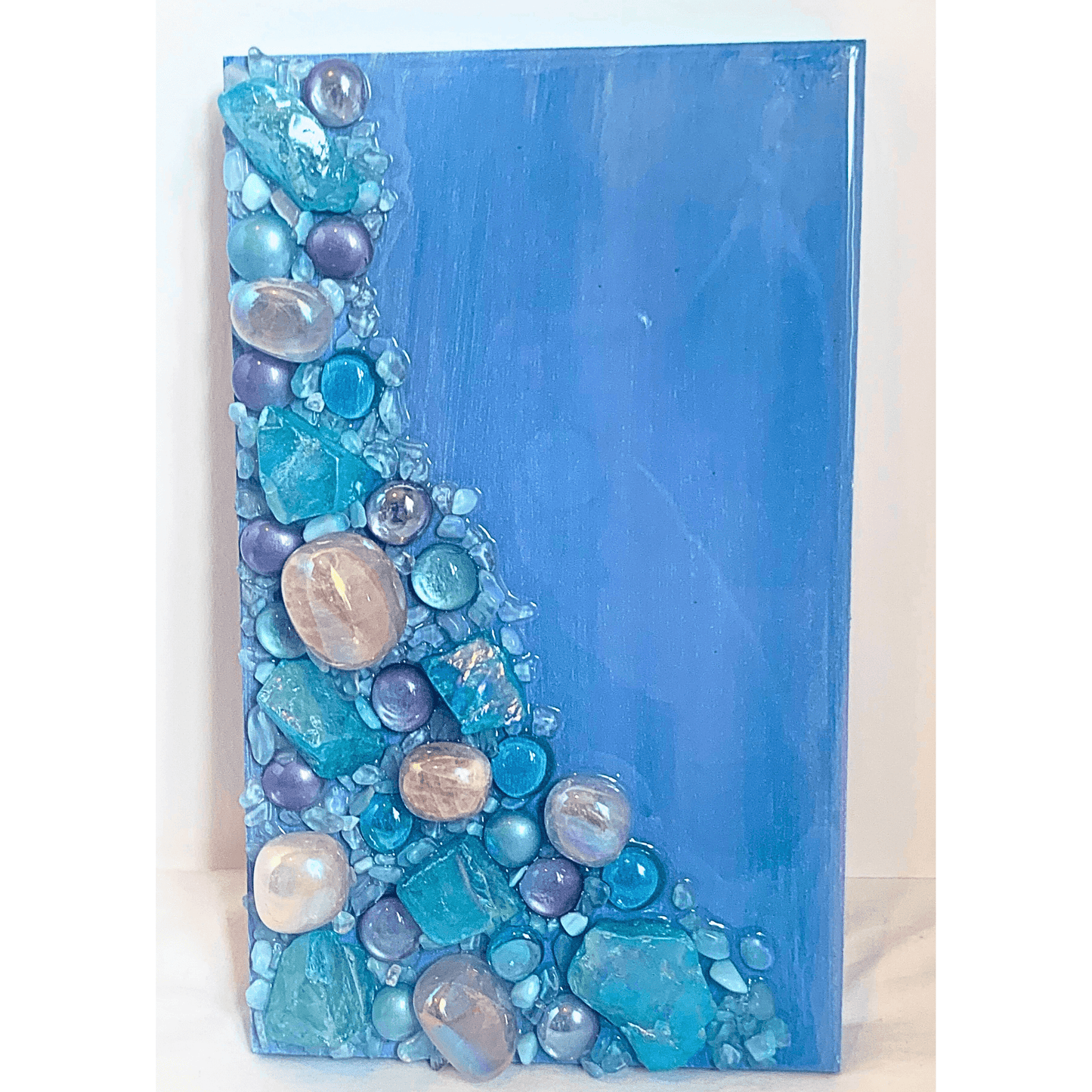 Raise the Vibe with this Aura Quartz Opal Stone Unique Modern Resin & Crystal Art