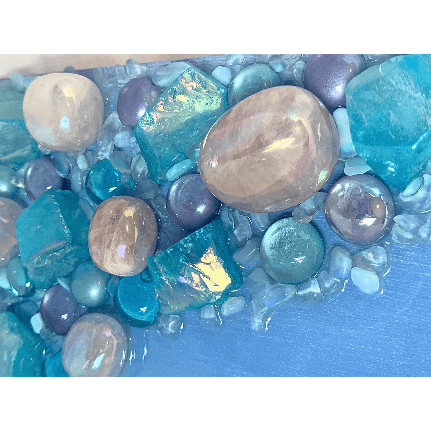 Raise the Vibe with this Aura Quartz Opal Stone Unique Modern Resin & Crystal Art