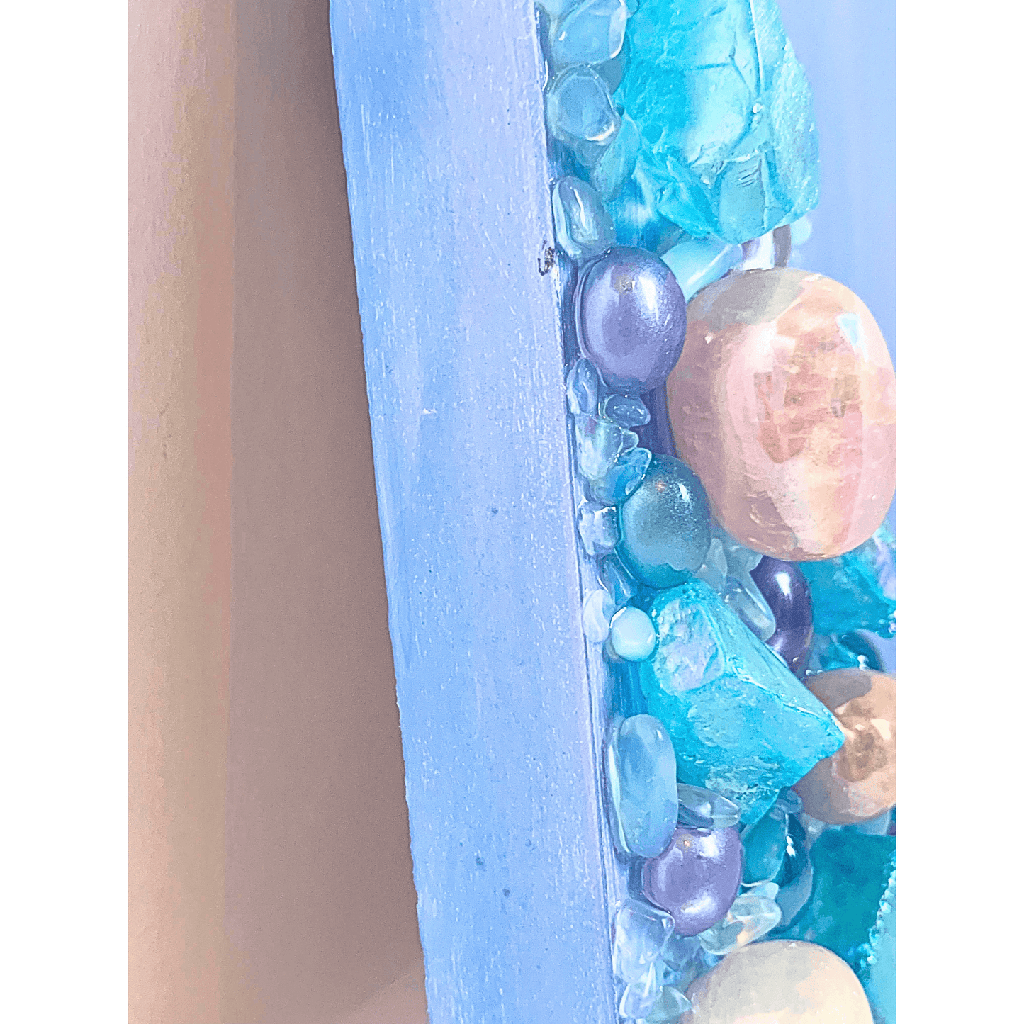 Raise the Vibe with this Aura Quartz Opal Stone Unique Modern Resin & Crystal Art