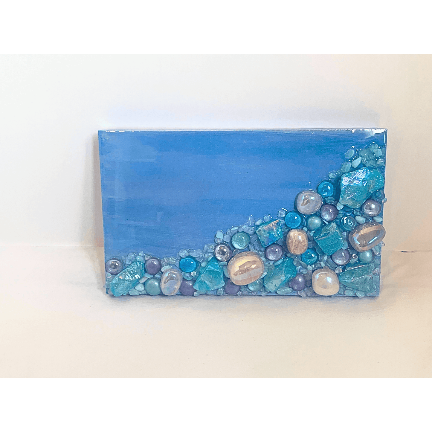 Raise the Vibe with this Aura Quartz Opal Stone Unique Modern Resin & Crystal Art