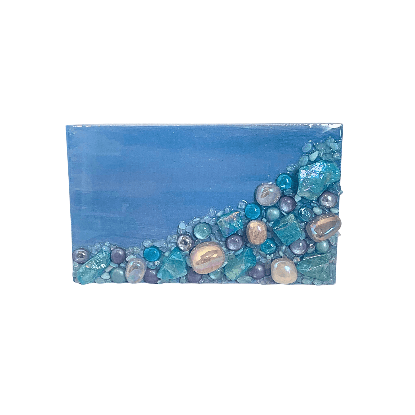 Raise the Vibe with this Aura Quartz Opal Stone Unique Modern Resin & Crystal Art