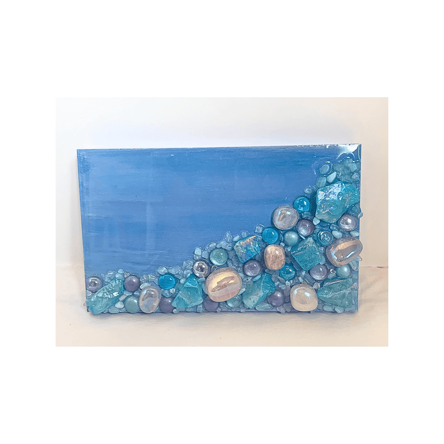 Raise the Vibe with this Aura Quartz Opal Stone Unique Modern Resin & Crystal Art