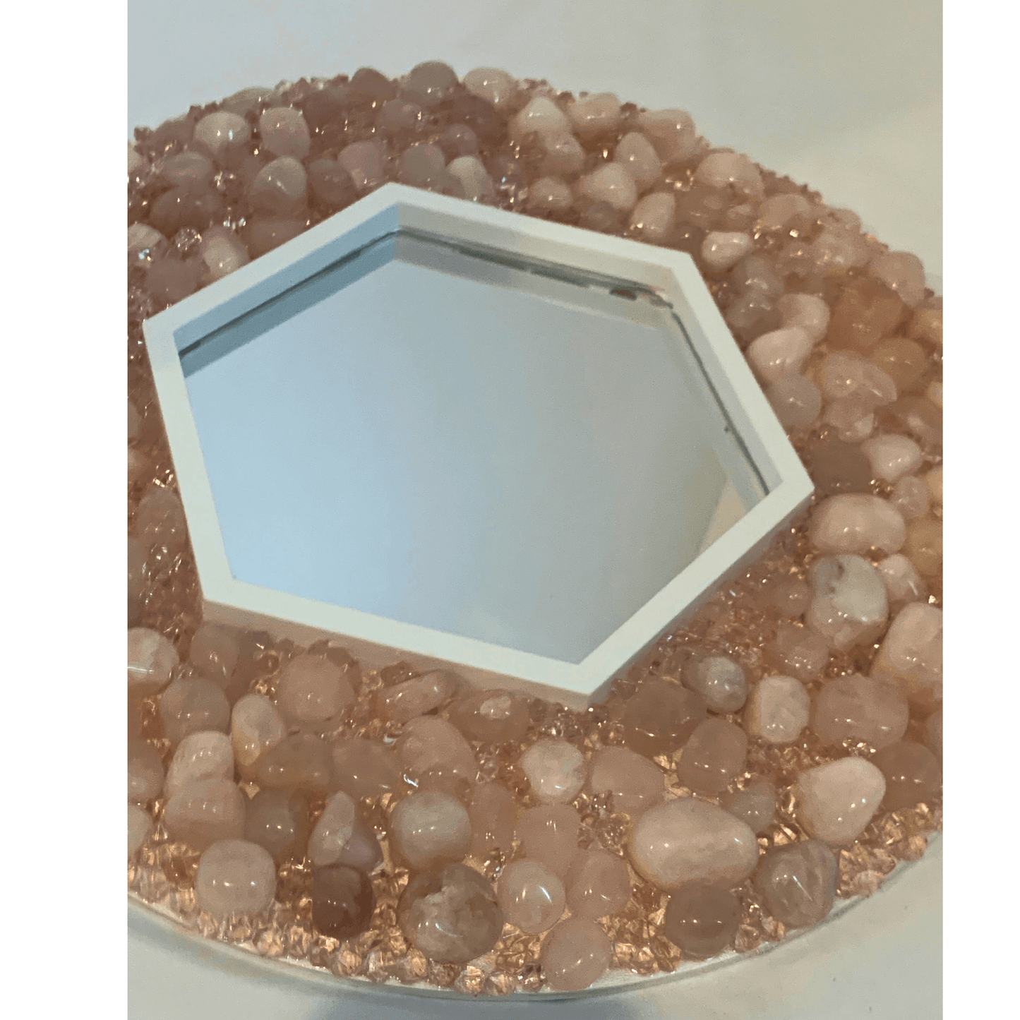 I AM LOVED Rose Quartz Crystal Mirror Modern Art