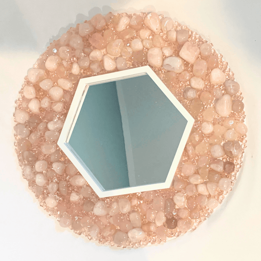 I AM LOVED Rose Quartz Crystal Mirror Modern Art