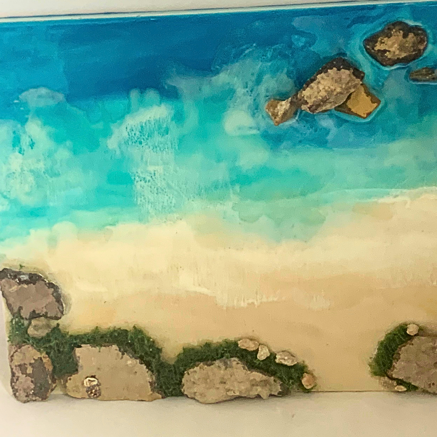 "AT THE BEACH" Modern Resin Ocean Art
