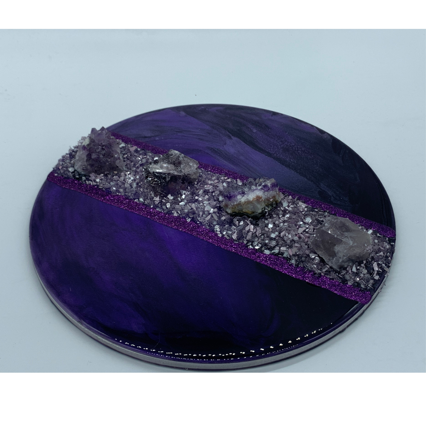 "Divine" Amethyst Infused Modern Resin Wall Art Crystal Art