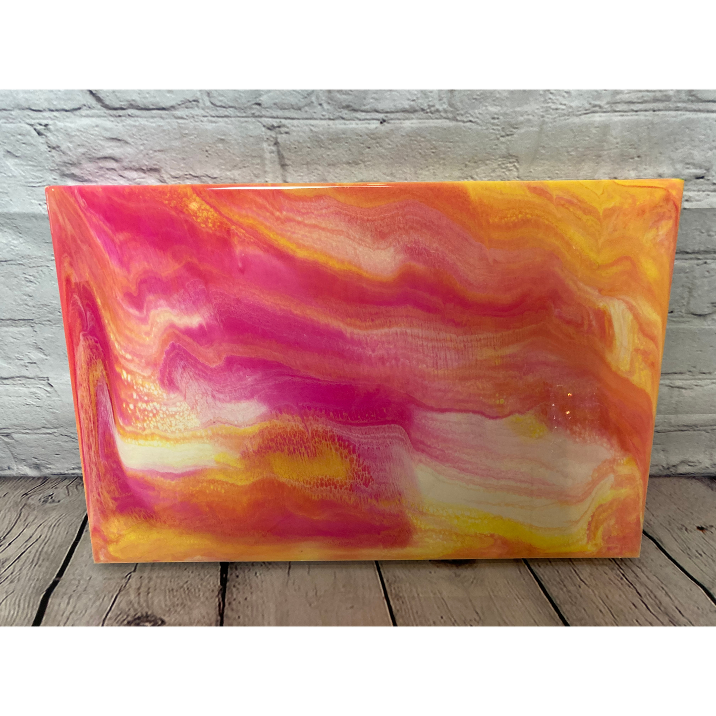 Abstract Bright Pink, Orange, White, & Yellow