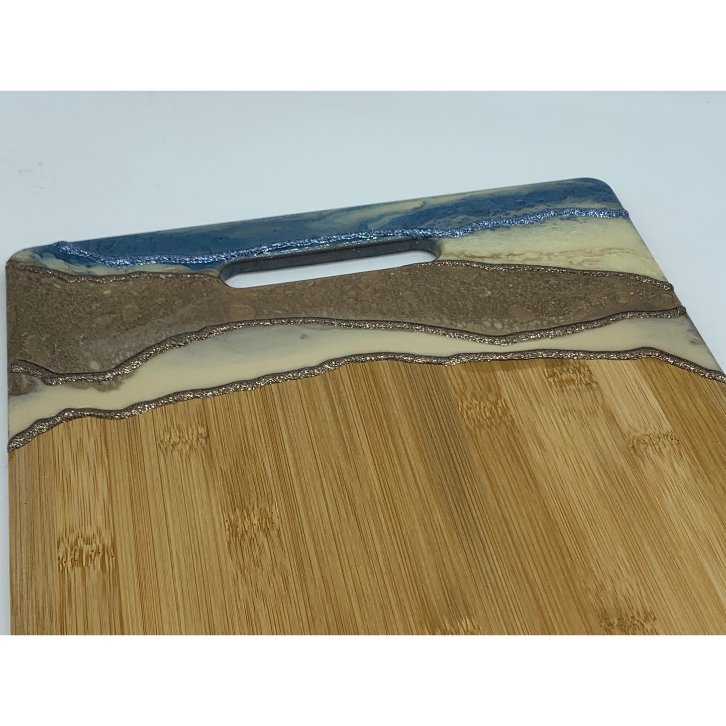 "Creamy Blue Hues" Modern Resin Charcuterie Cutting Board Functional Art