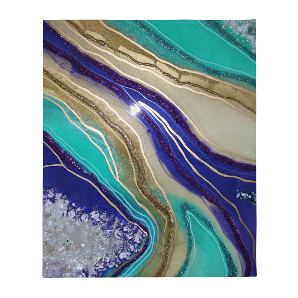 Citrine & Amethyst Geode Art Throw Blanket