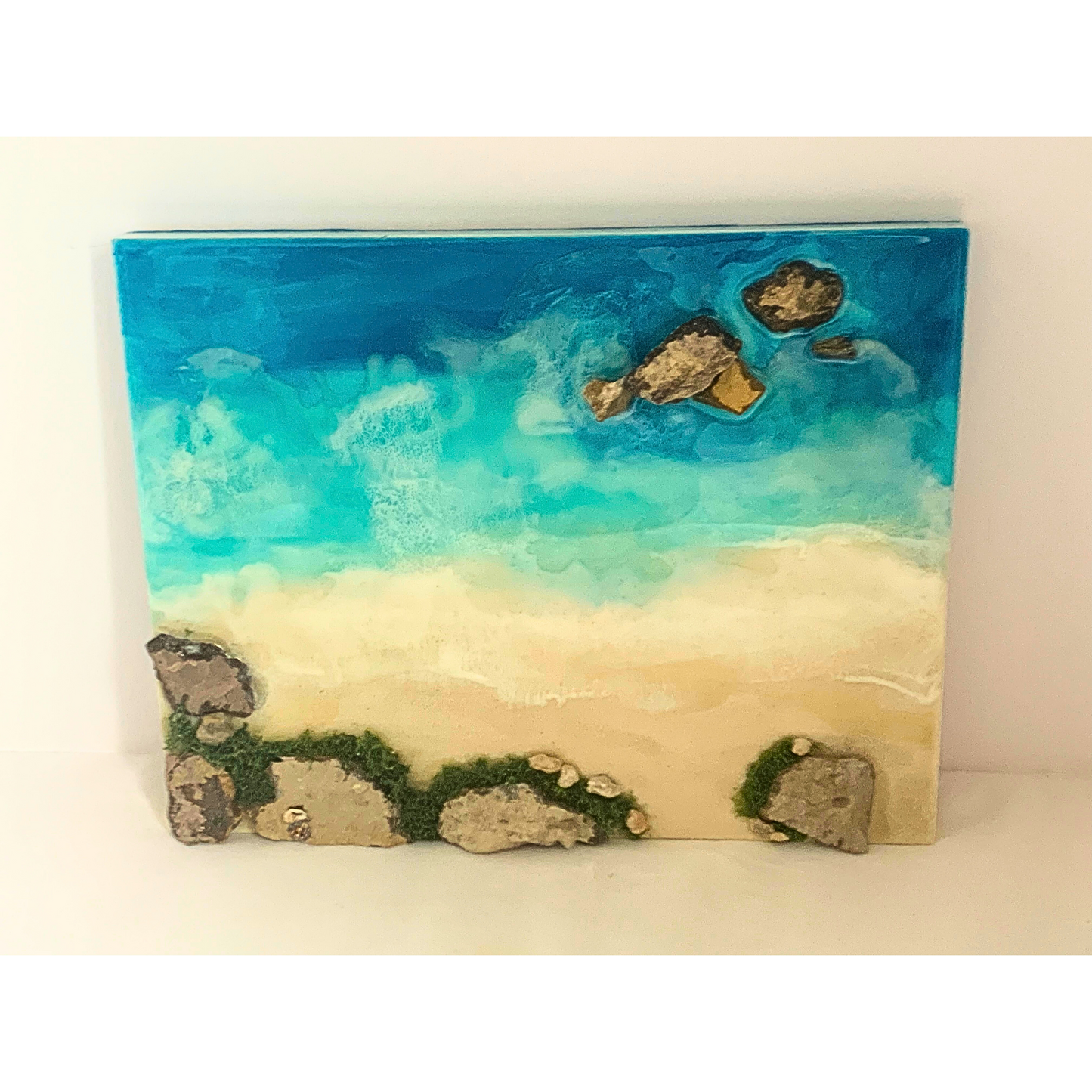 "AT THE BEACH" Modern Resin Ocean Art