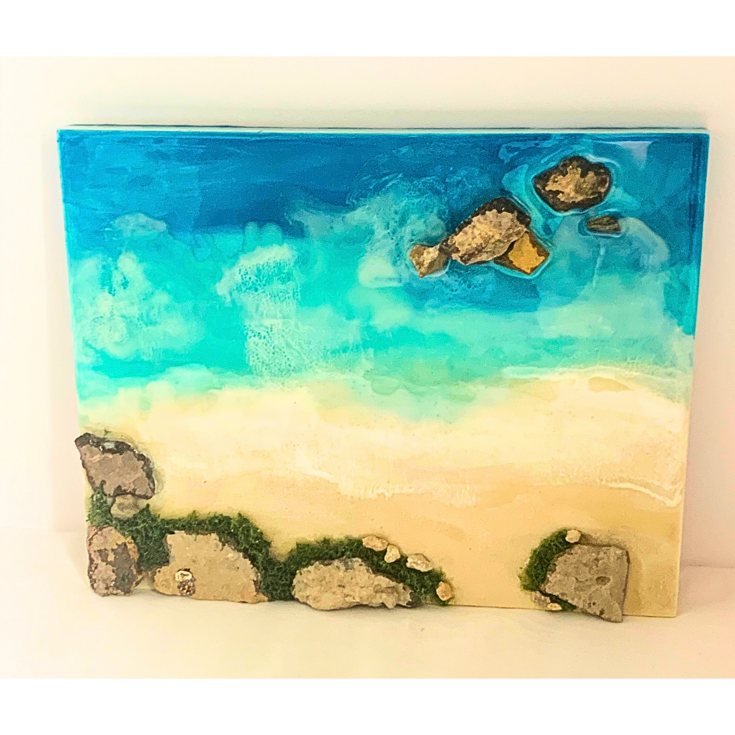 "AT THE BEACH" Modern Resin Ocean Art