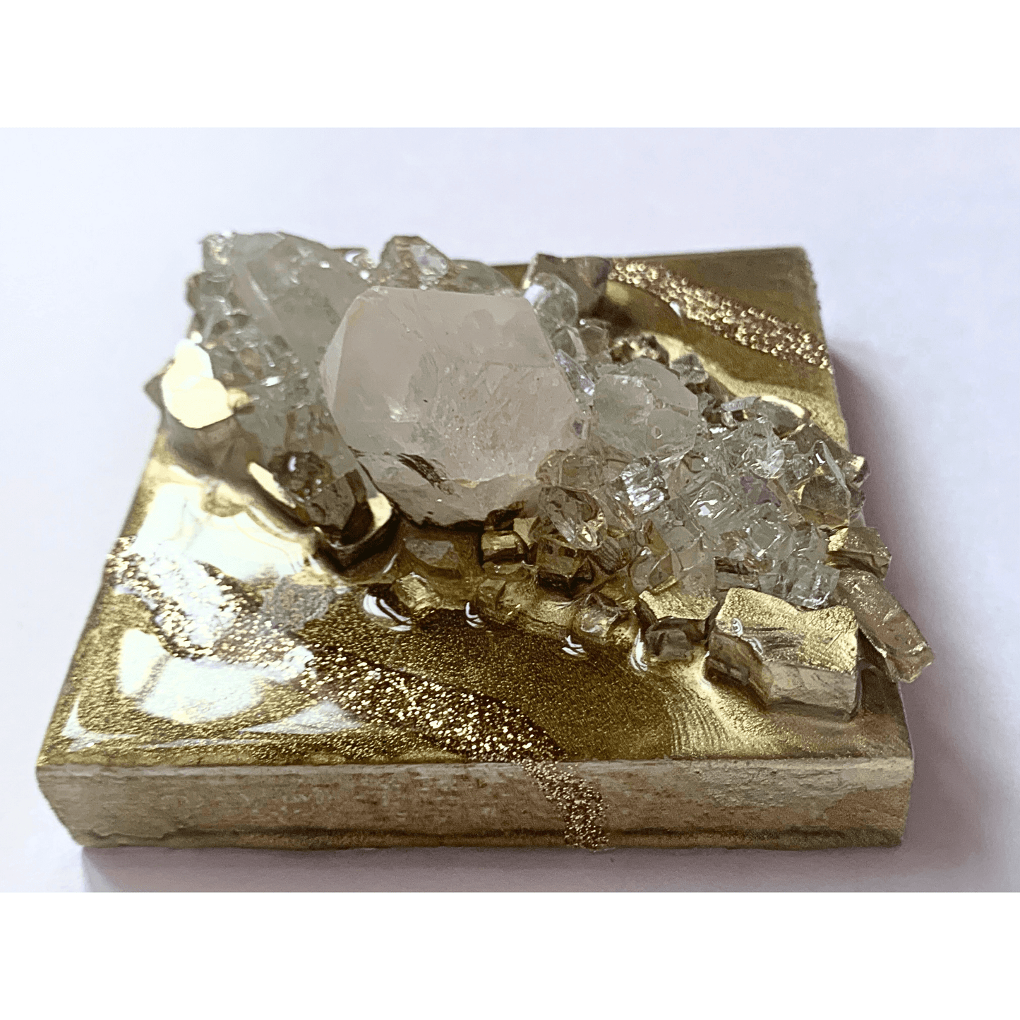 Mini Gold Crystal Quartz Geode Resin Art