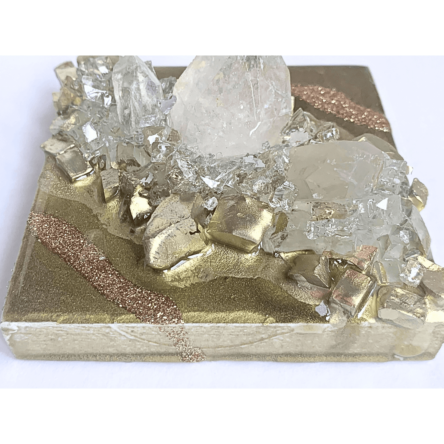 Mini Gold Crystal Quartz Geode Resin Art