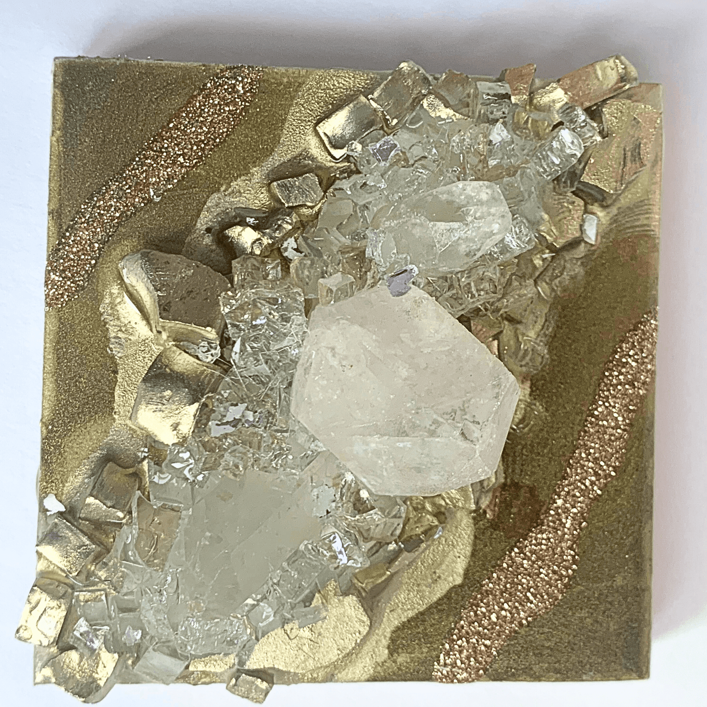 Mini Gold Crystal Quartz Geode Resin Art