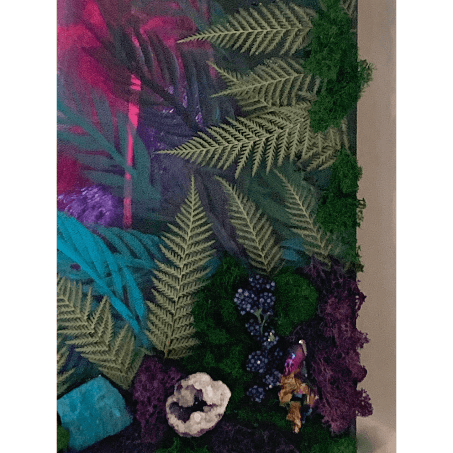 UNICORN MAGIC- Modern Mixed Media Textured Art with Real Crystals & Moss