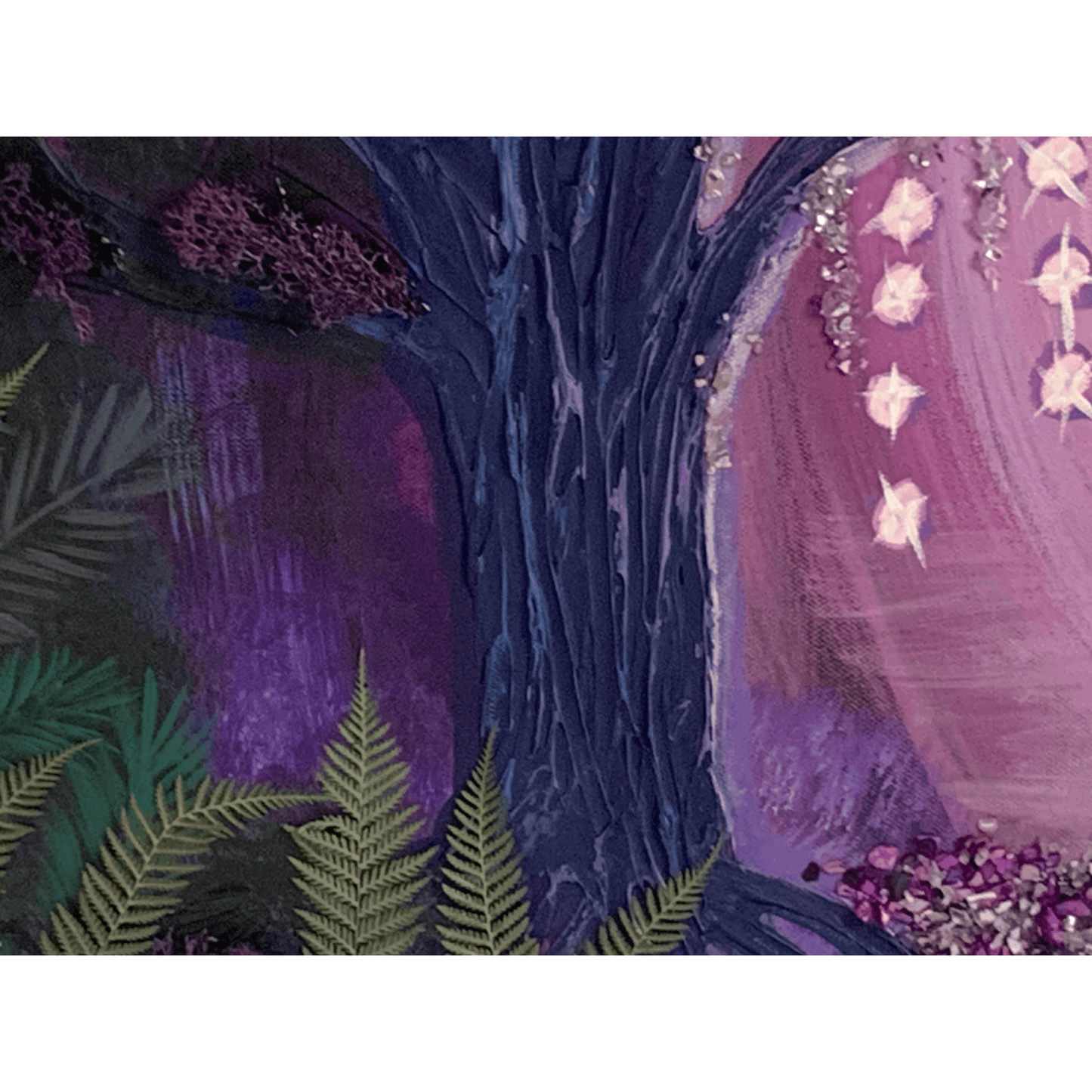 UNICORN MAGIC- Modern Mixed Media Textured Art with Real Crystals & Moss