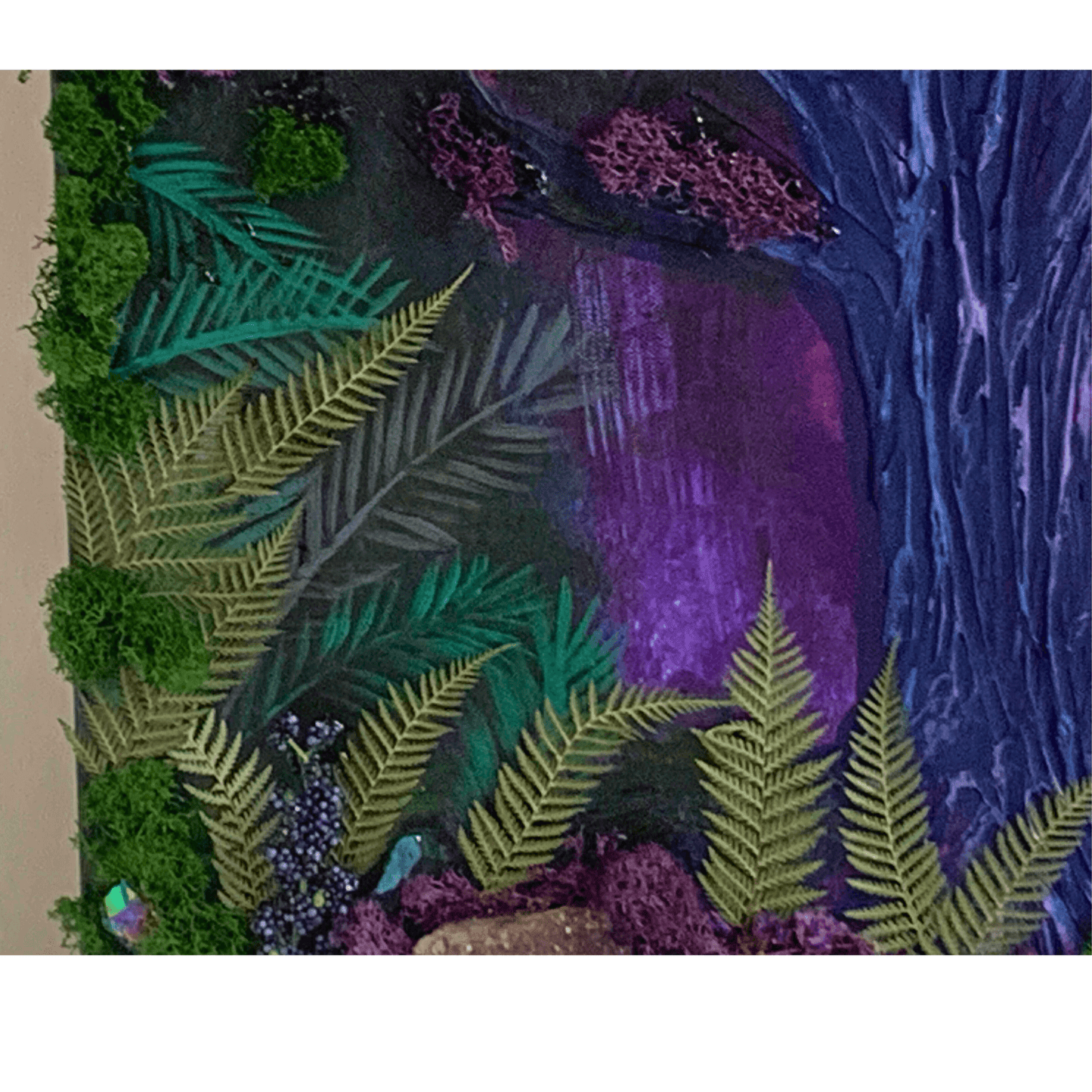 UNICORN MAGIC- Modern Mixed Media Textured Art with Real Crystals & Moss
