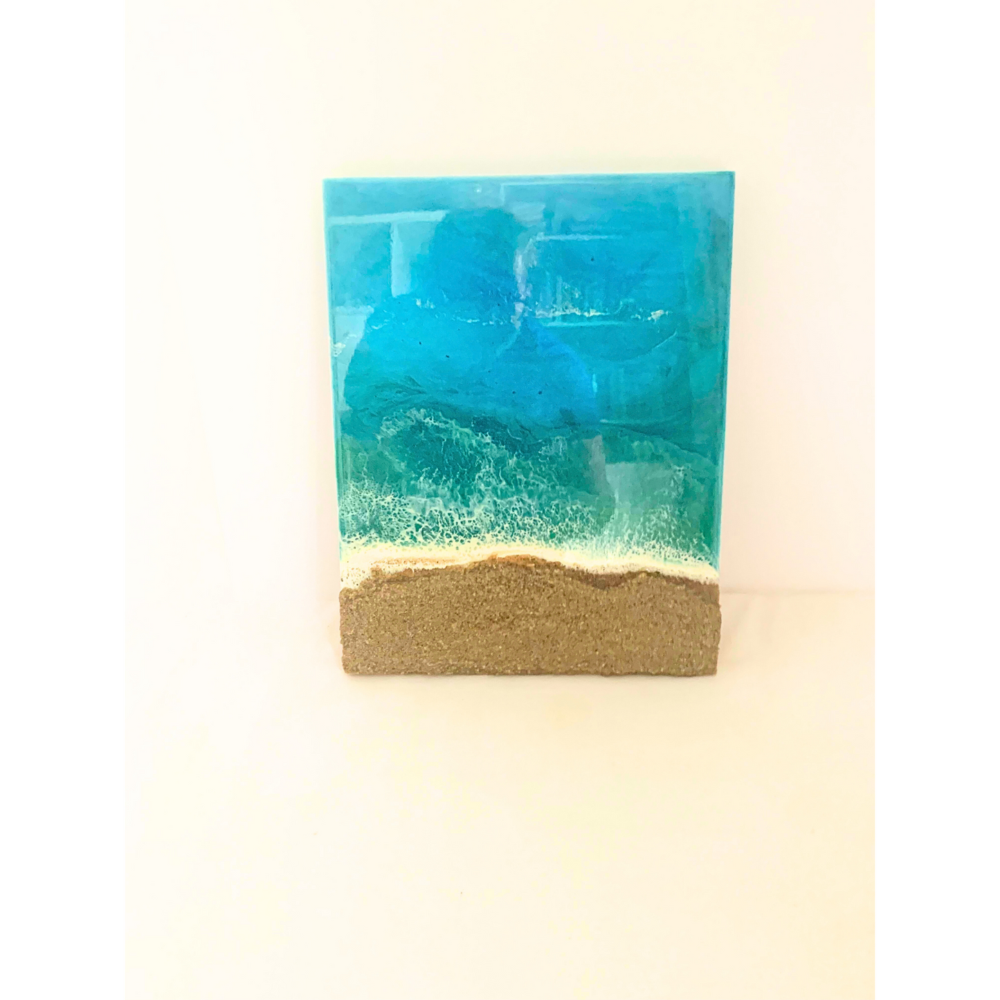 "SURFS UP" Modern Resin Ocean Art with Real Sand