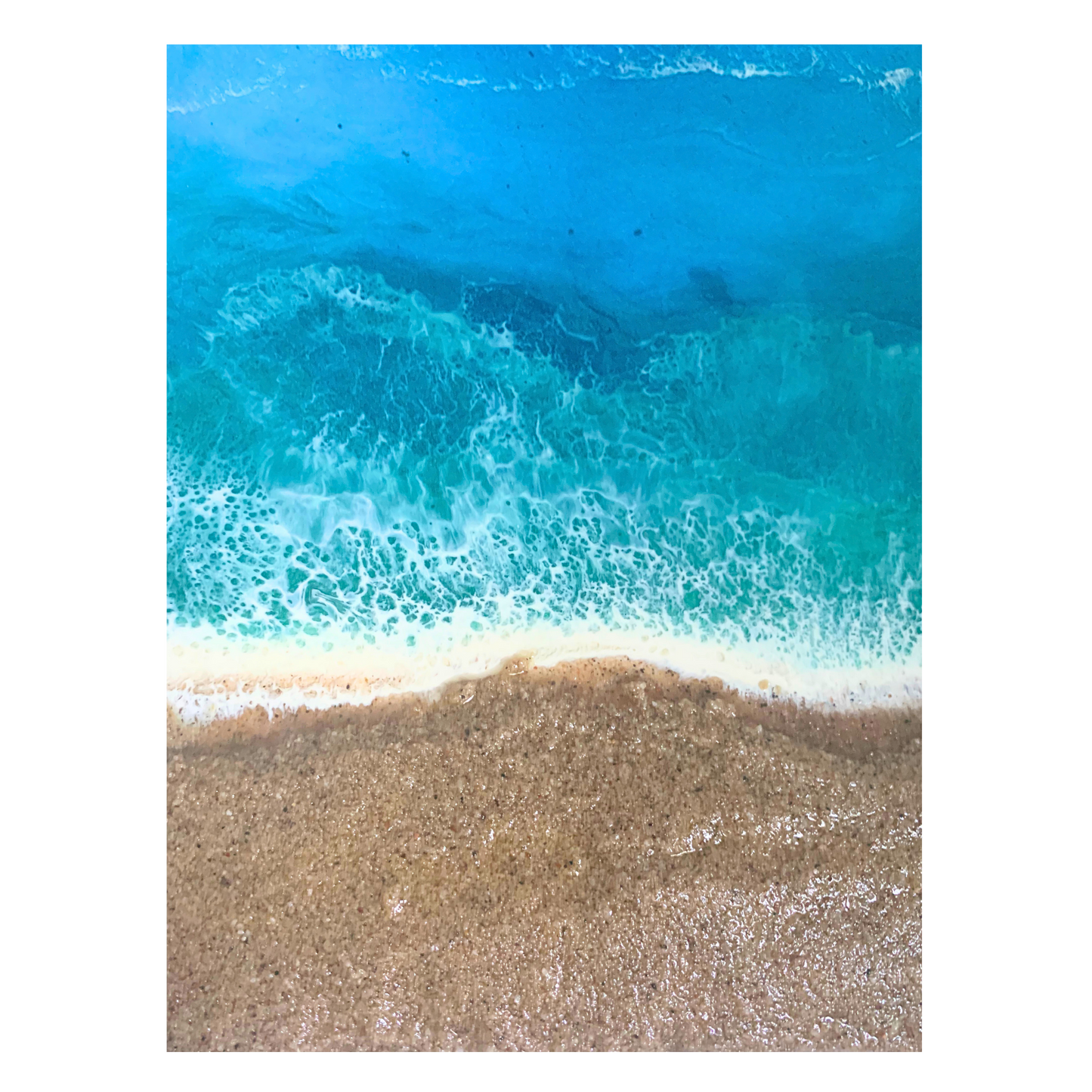 "SURFS UP" Modern Resin Ocean Art with Real Sand