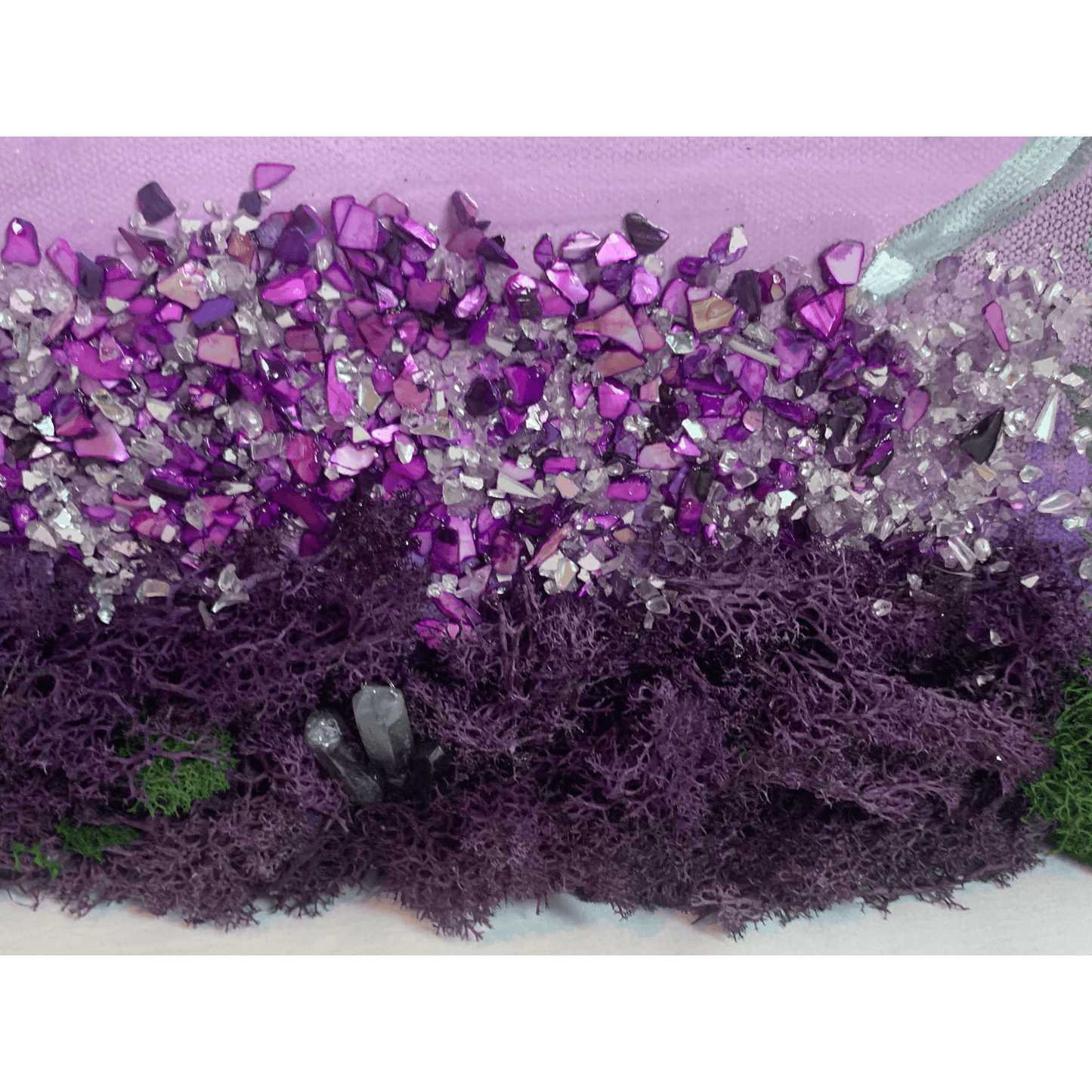 UNICORN MAGIC- Modern Mixed Media Textured Art with Real Crystals & Moss