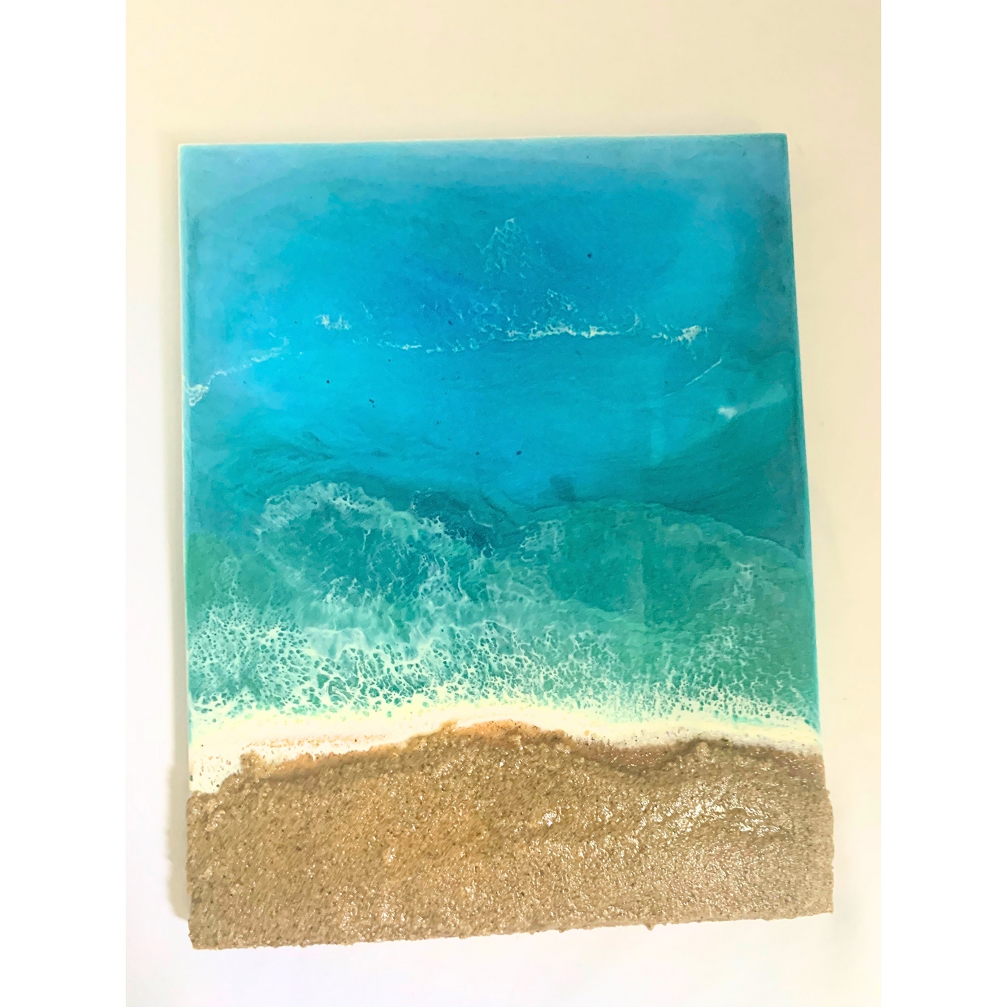 "SURFS UP" Modern Resin Ocean Art with Real Sand