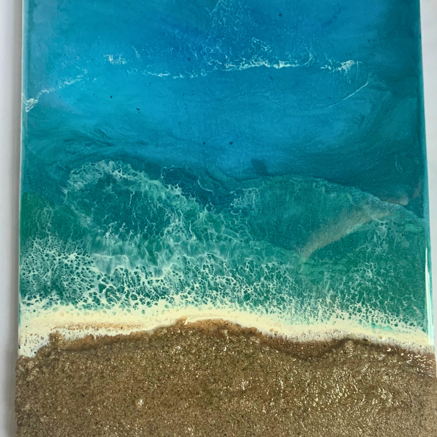 "SURFS UP" Modern Resin Ocean Art with Real Sand