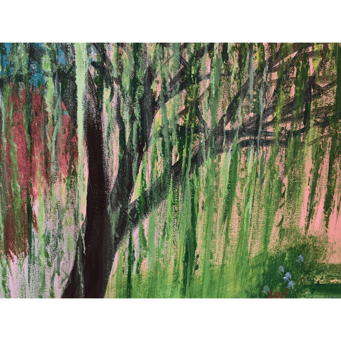 UNDER THE WILLOW TREE- Nature Art With Acrylics on 24x36 inch Canvas