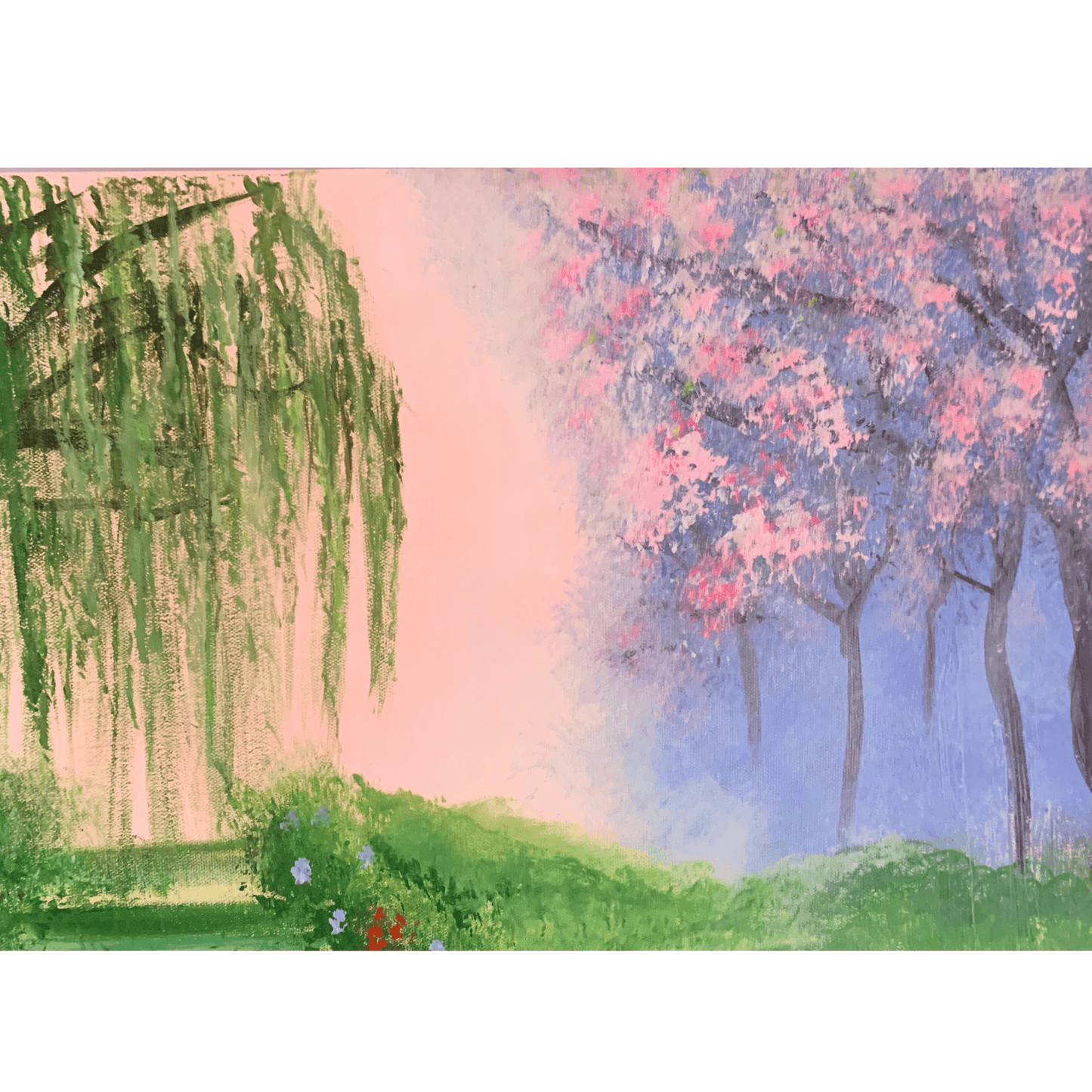 UNDER THE WILLOW TREE- Nature Art With Acrylics on 24x36 inch Canvas