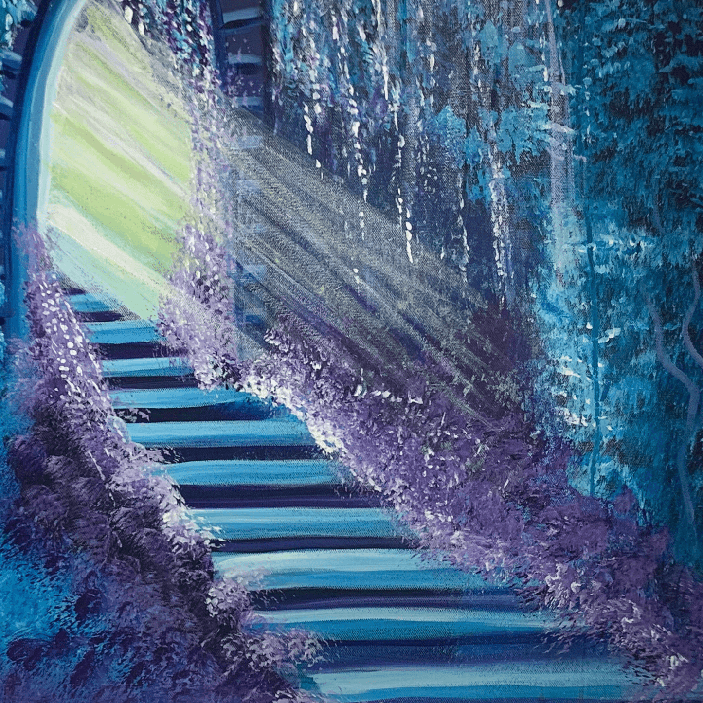 STAIRWAY TO HEAVEN- Modern Acrylic Abstract Painting on 24x36 inch Canvas