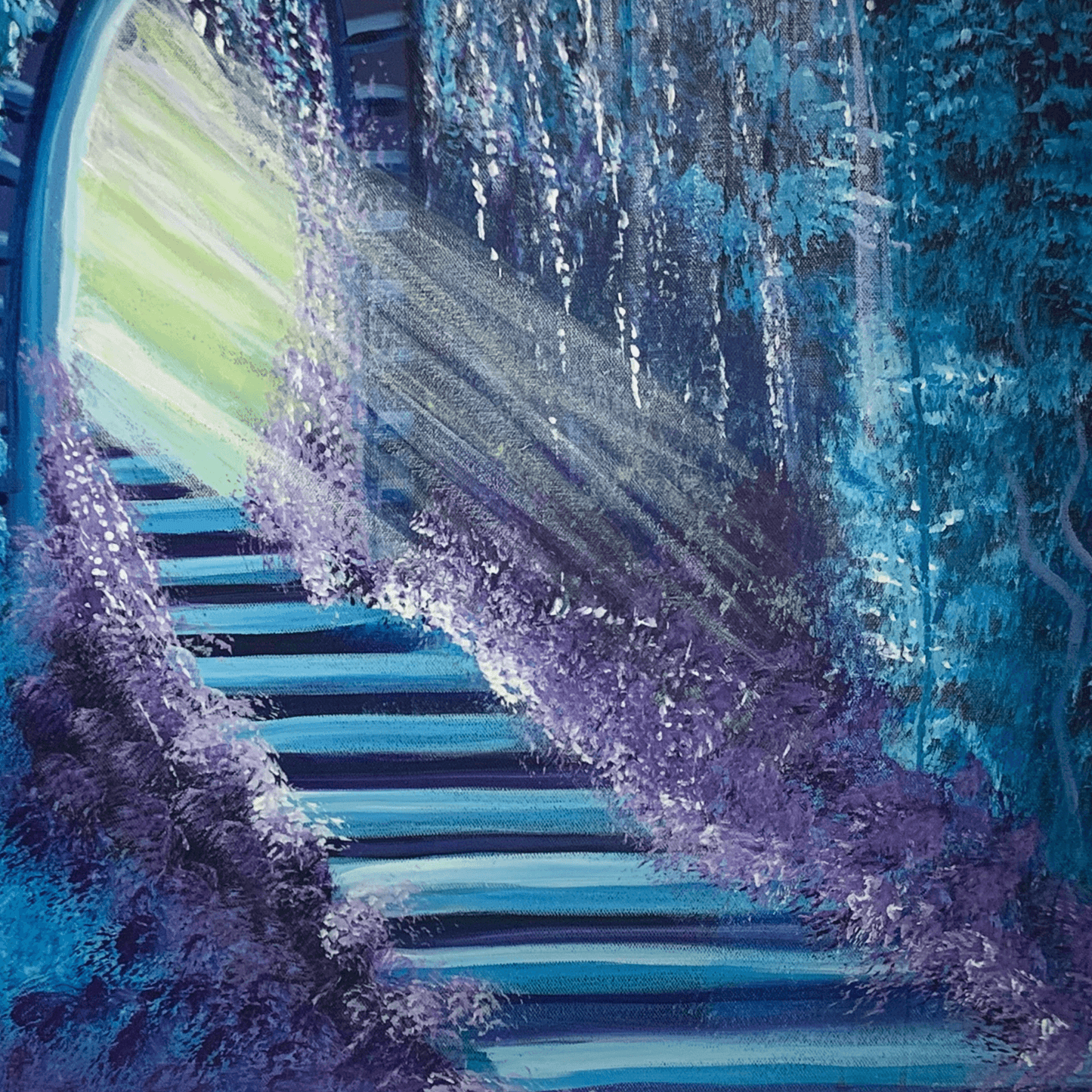 STAIRWAY TO HEAVEN- Modern Acrylic Abstract Painting on 24x36 inch Canvas